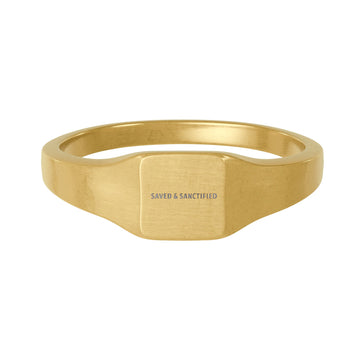 Stainless Steel Square Signet Ring (Engraving)